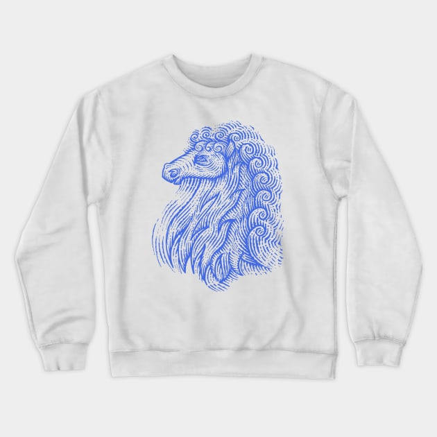 Side Profile of a Horse Head with Curly Hair Hand Drawn Illustration Crewneck Sweatshirt by GeeTee